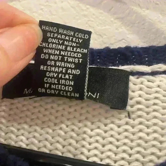 MAGASCHONI | Navy White Striped Sweater | Sz S | 100% cotton in EUC - Picture 4 of 4